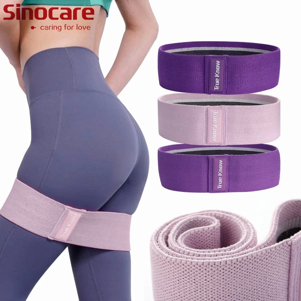 Sinocare Custom Cotton Fabric Hip Exercise Pilates Resistance Bands for Legs and Butt with Logo Private Label Handle Handle for Workout