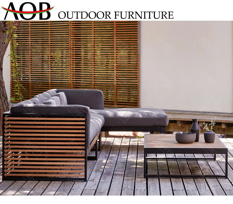 Modern Customized Furniture Home Outdoor Aluminum Teak Wood Sofa Set