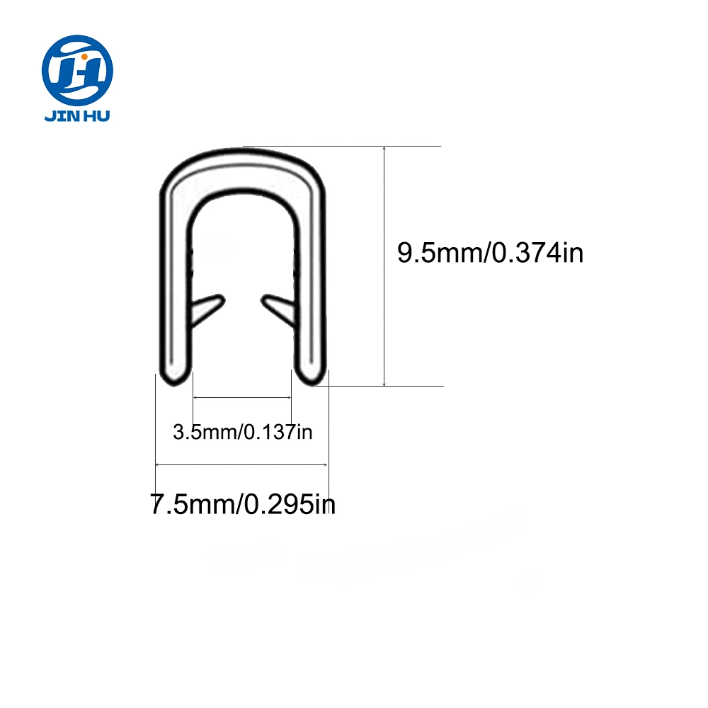 Protección de bordes Junta de caucho de PVC en forma de U resistente a altas temperaturas Sellado con metal (OEM)