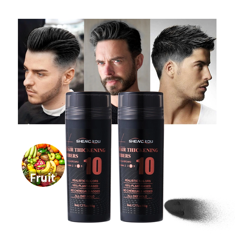 OEM Private Label 50g Medium Brown 100% pflanzlicher Clump-proof Keratin Haar Gebäude Fasern Pulver