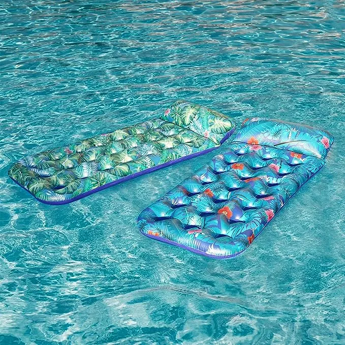 Hamac aquatique pliable, transat gonflable de plage pour les sports, loisirs, fêtes et détente.