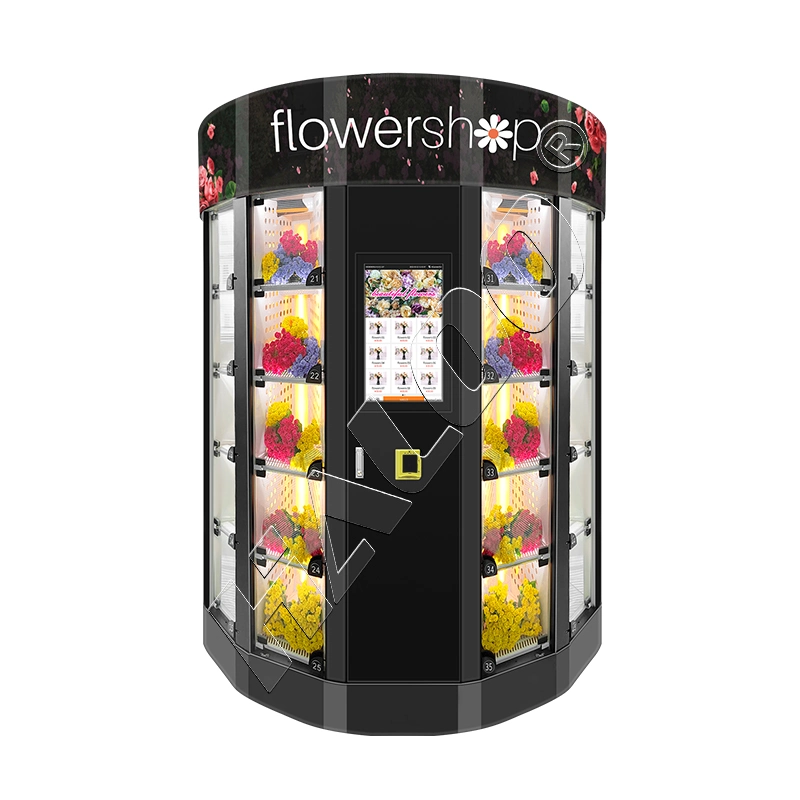 Trésorerie et de fleurs fraîches automatique scripturaux vending machine fabricant de machines distributrices de fleur de plein air