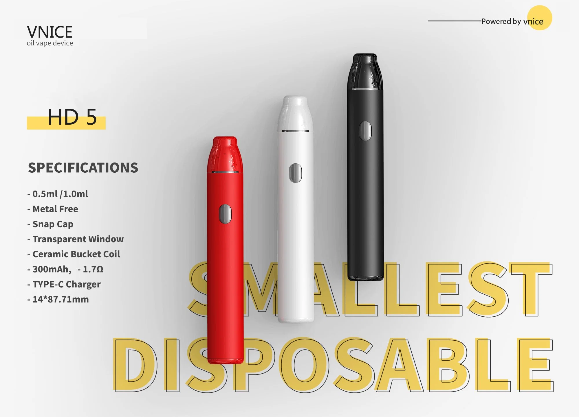 قلم صغير من نوع Vape معدني 1 مل /0.5 مل من الظرف E السجائر مع شاحن Typ-C بقدرة 1.7 أوم