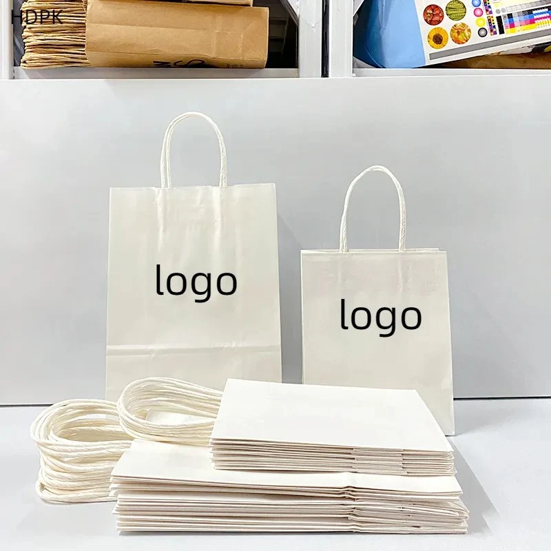 Paper Custom Printed Your Own Logo White Brown Kraft Gift Craft Shopping Paper Bag with Handles