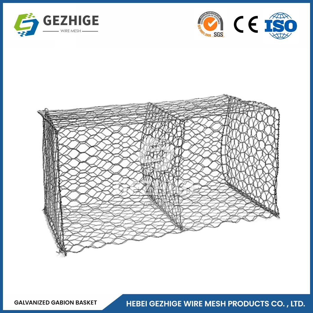 Gezhige 100X150 mm Runde Gabionenkörbe 3,0-4,0mm Drahtstärke Selvedge Günstige PVC-beschichtete Gabion Box China 4,0 * 1,0 * 0,5 M Eisendraht Sechseckige Gabionenwand Aus Mesh