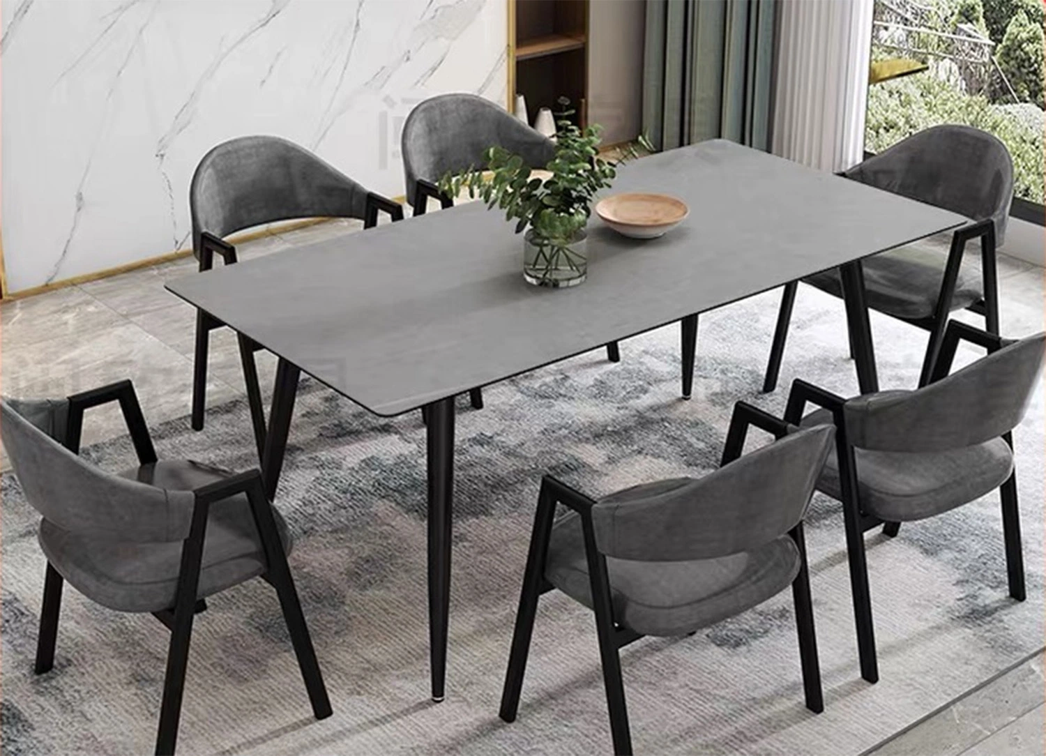 Mesa de comedor de lujo en mesa de comedor moderno durable, resistente al agua y Mobiliario de casa ignífugo