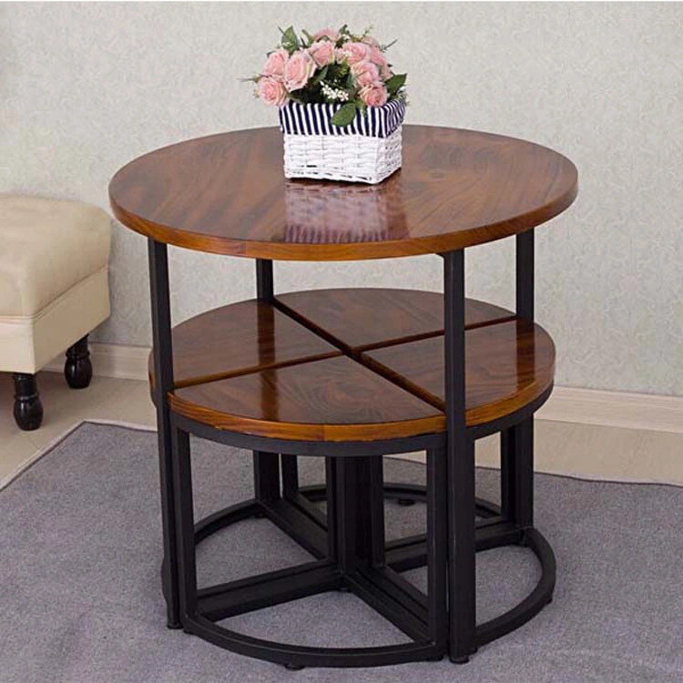 Rural Wooden Restaurant Table and Chair Round Table Chair Combination