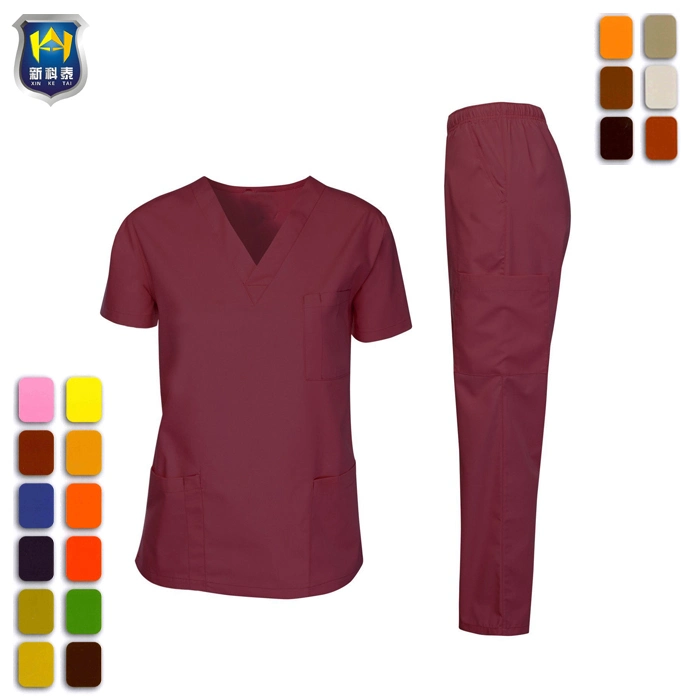 Vente en gros Custom femmes vêtements de mode tissu extensible V cou uniformes Gommages médicaux