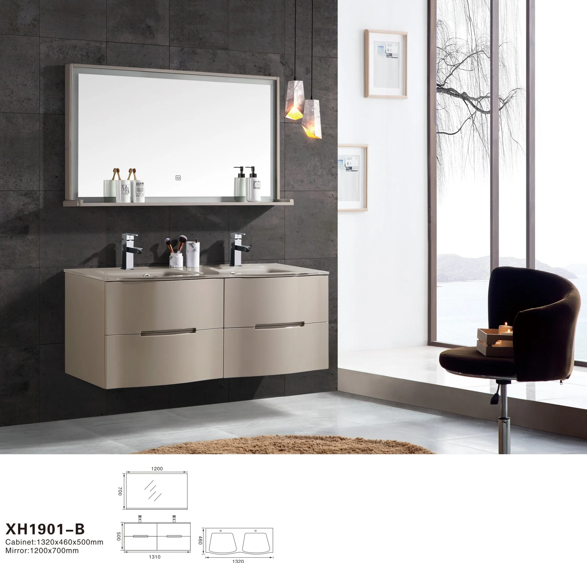 Popular Style MDF Bathroom Cabinet Set with Mirror