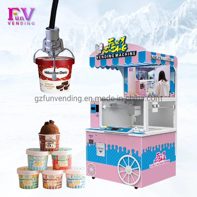 China Supply Multiple Payment Methods Operated Professional Claw Ice Cream Vending Machine