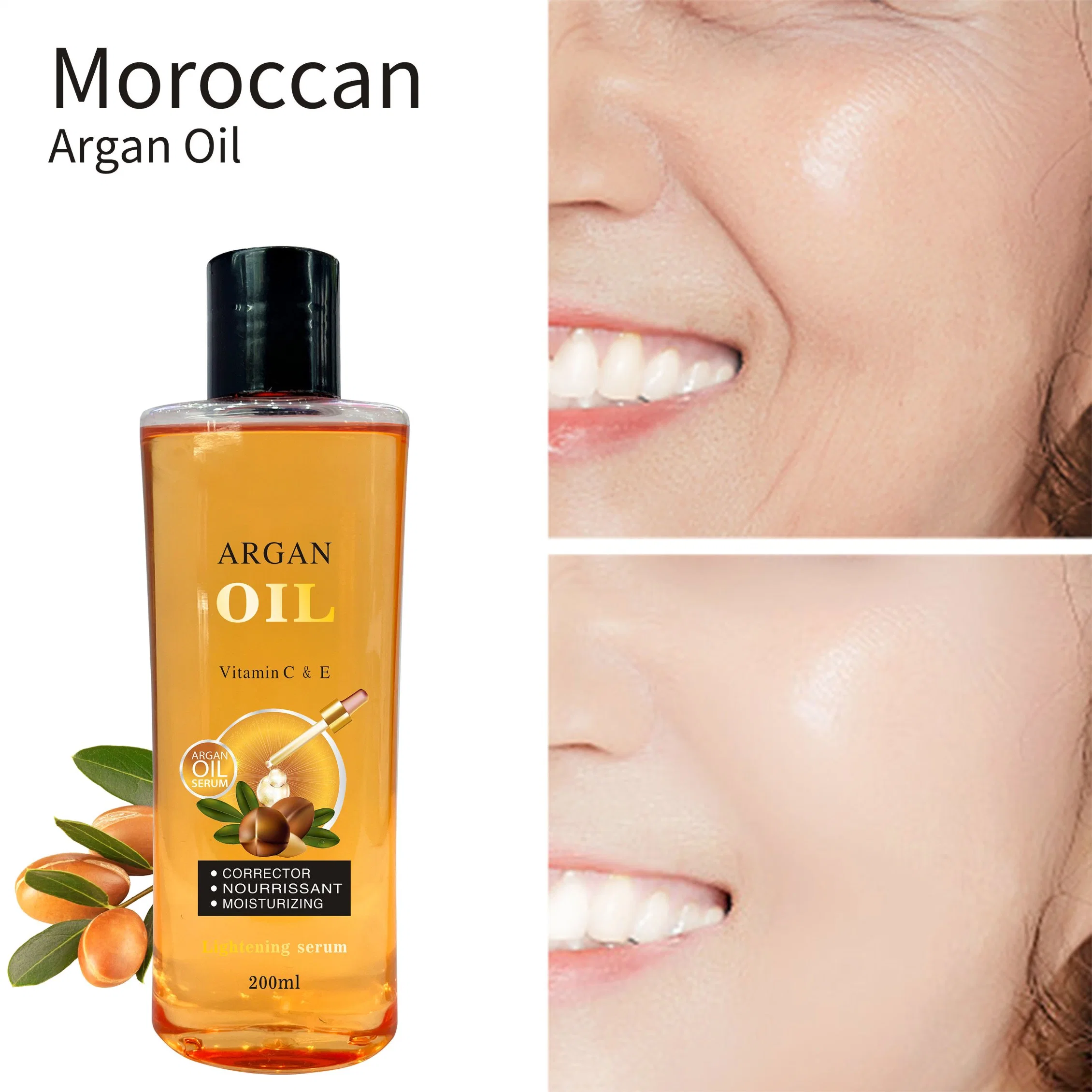 Nouvelle huile de corps et de visage d'Argan huile de cheveux avec la vitamine C 200 ml