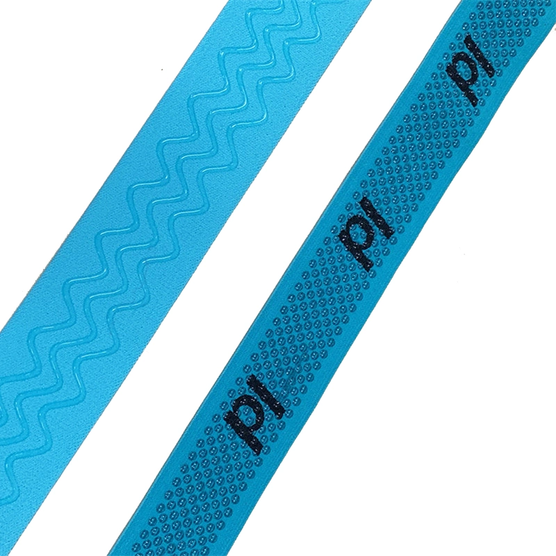 Non-Slip Customized Blue Elastic Clear Transparent Dots Silicone Gripper Elastic Rubber Band for Cycling Shorts