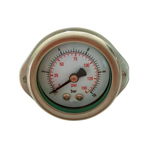 1.5inch-40mm Half Stainless Steel Back Thread Type Liquid Filled Pressure Gauge with Butterfly Clamp