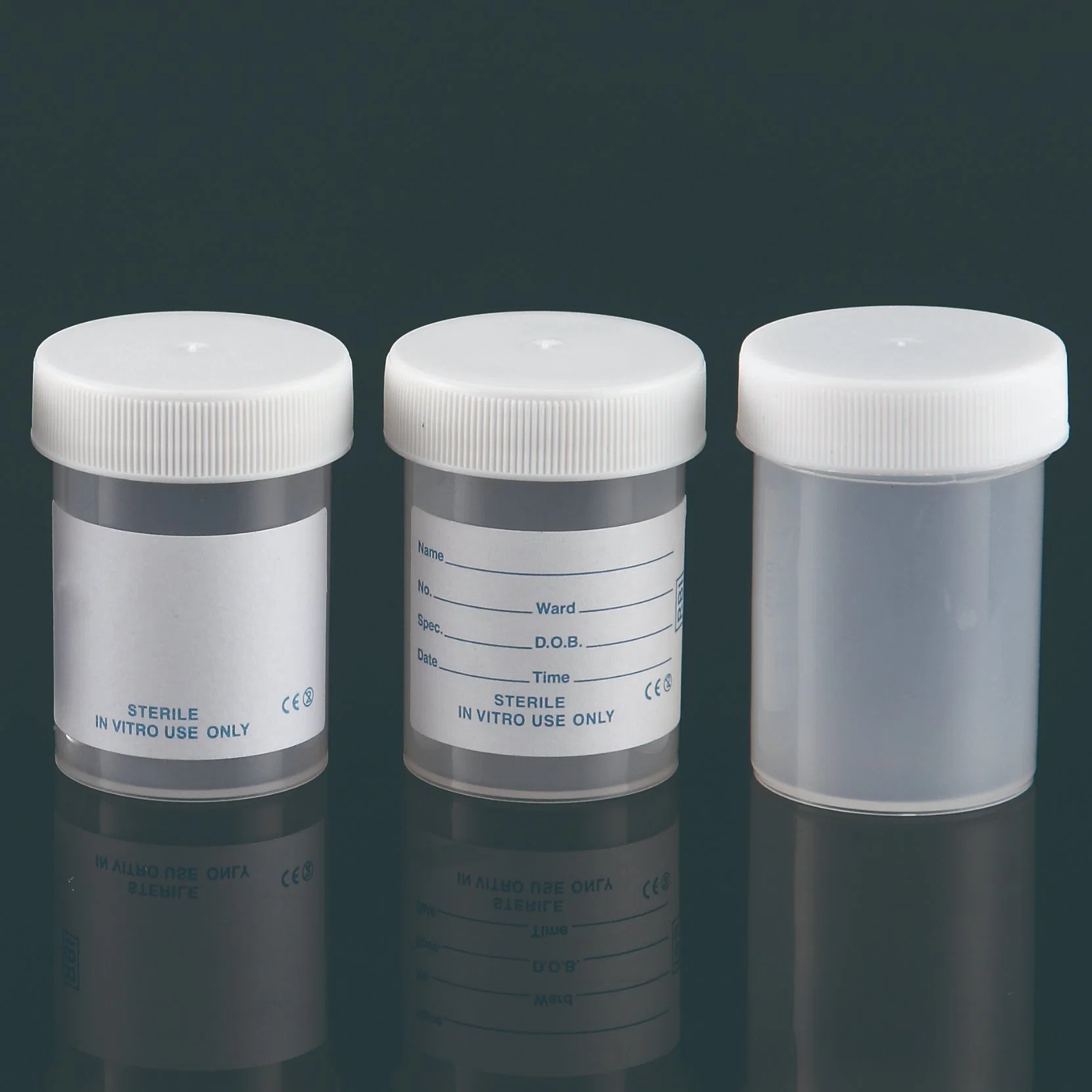 Ce Marked PP 60ml Universal Specimen Containers with Screw Cap and Plain Label