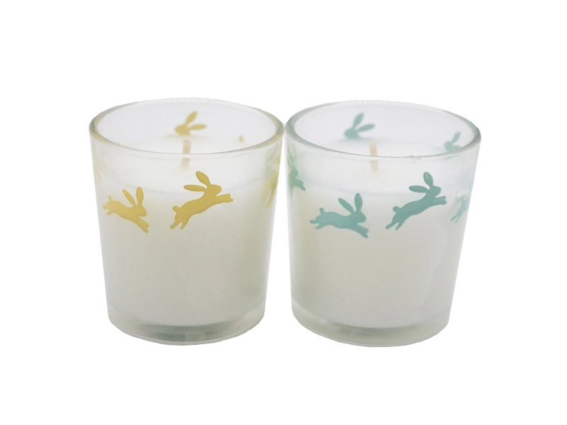 Esater Festival Set of 4 Glass Candles Gift Set with Silkscreen in Gift Box for Home Decor