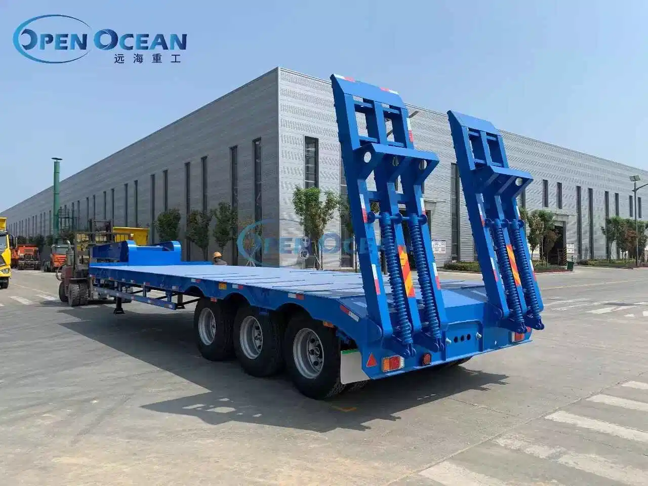 3 Axles 60tons Lowbed Semi Truck Trailer Load Machine for Machine