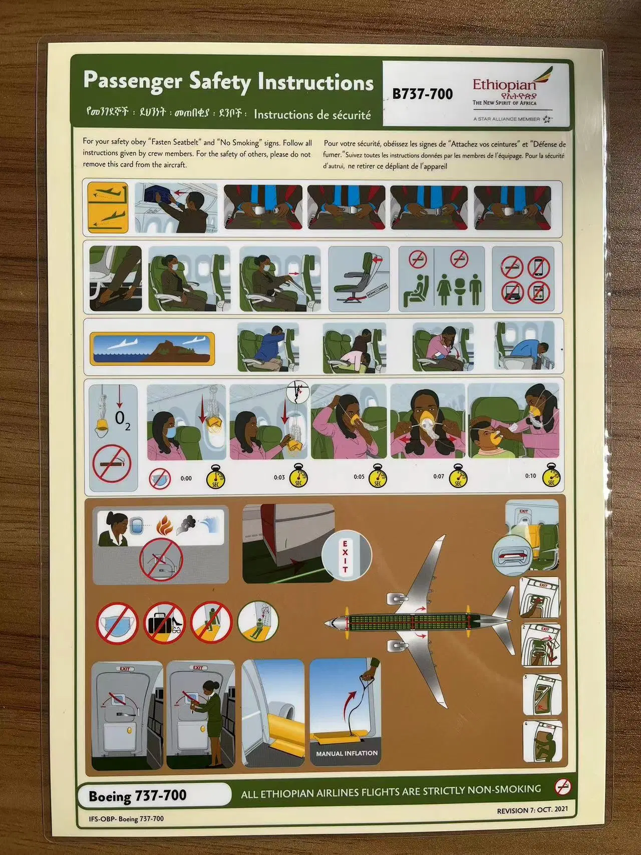 Airlines Passager Safety Instruction Cards