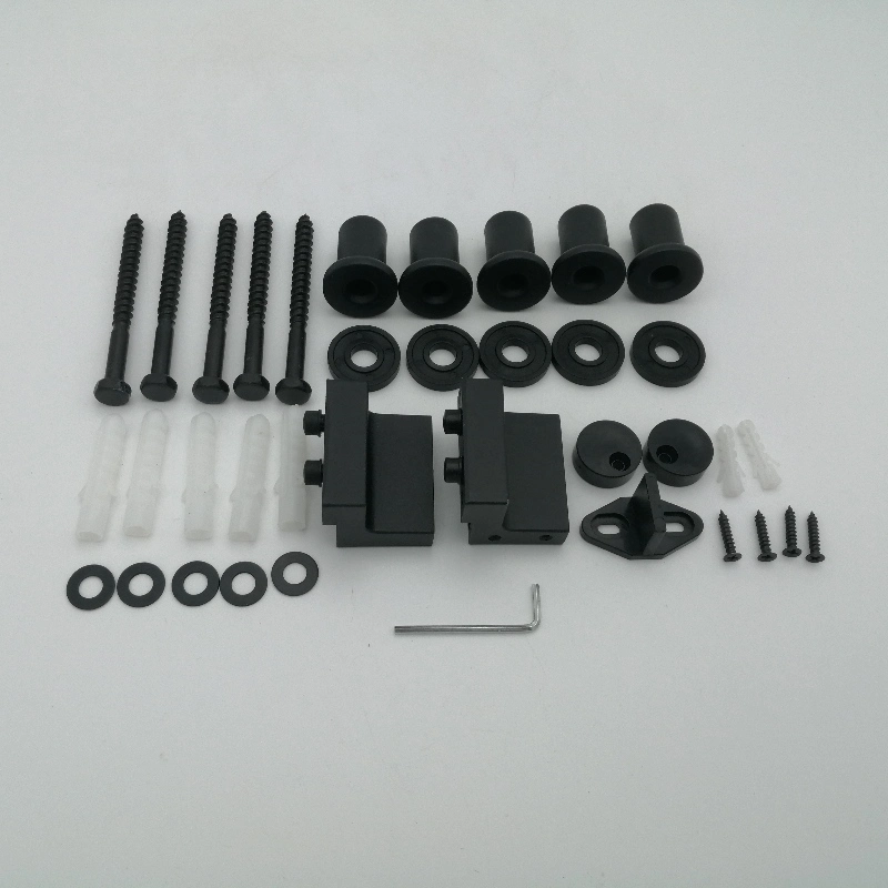 6ft Kit de hardware de puerta deslizante resistente de barna de altas prestaciones J gancho de forma para puerta única, acero al carbono negro