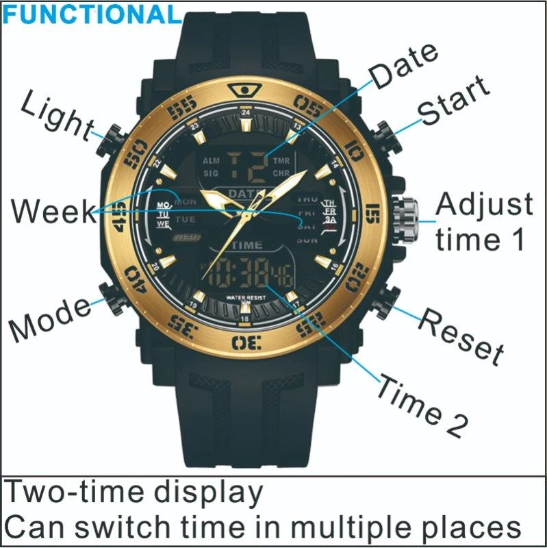 Relos Chrono Uhr Classic Analog Digital Wasserdichte Uhren für Männer