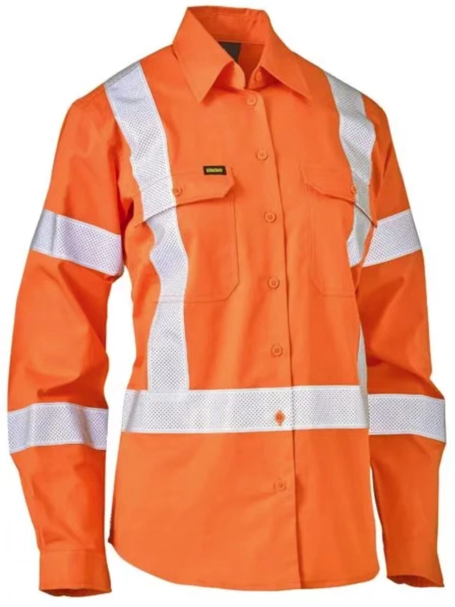 Armor Women Workwear High Visibility Cotton Hi Vis Cotton Long Sleeve Work Shirt