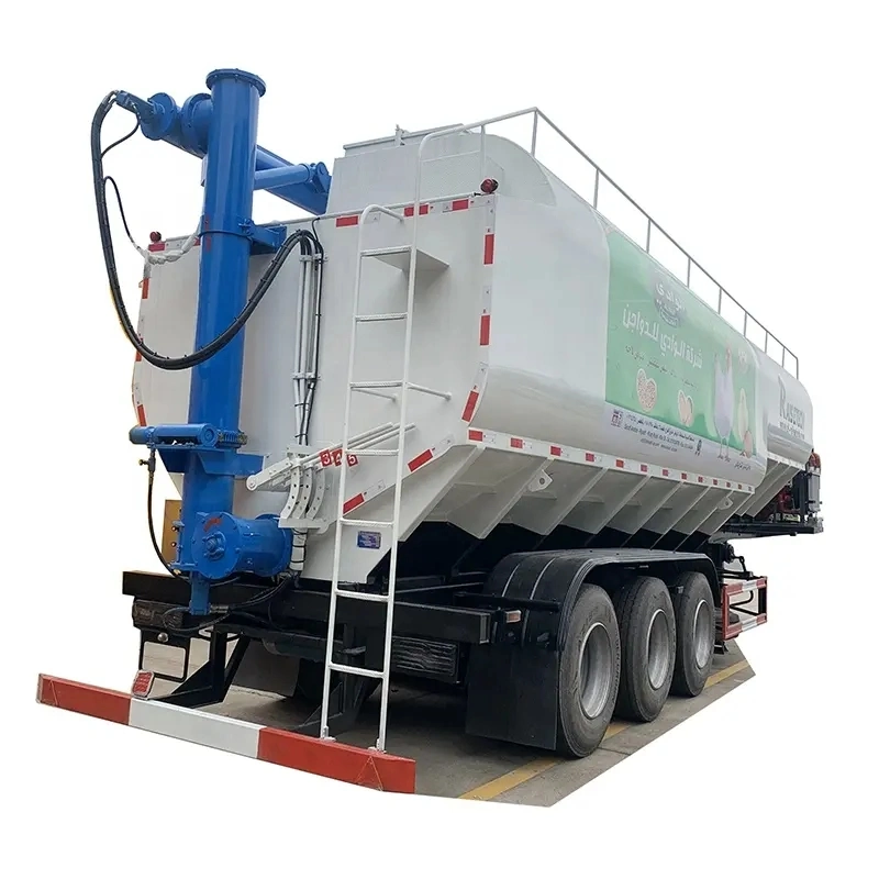 Aluminum Alloy 30 Ton Electrical Auger Conveyor Bulk Feed Tank Grain Poultry Feed Trailer