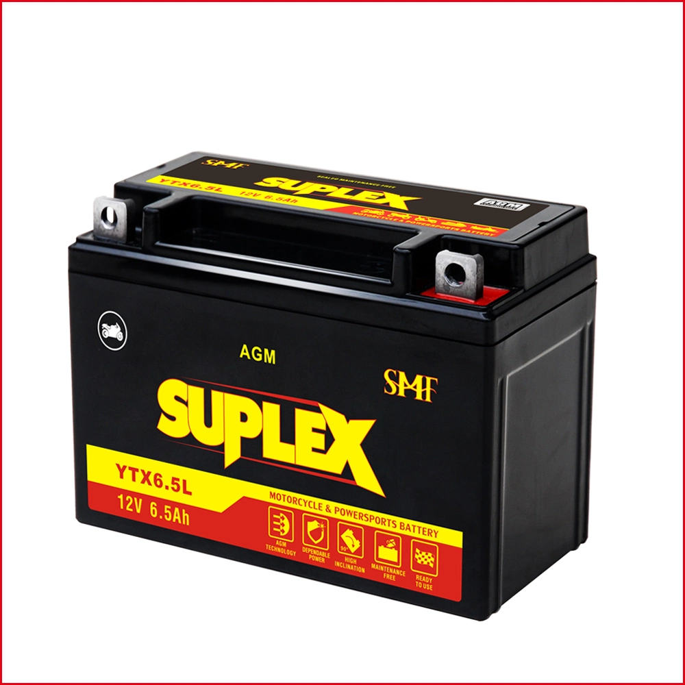 Supelx Ytx6.5L 12V 6.5Ah SMF Remplacement de batterie de moto 12N 12n6.5L6.5-3b-BS