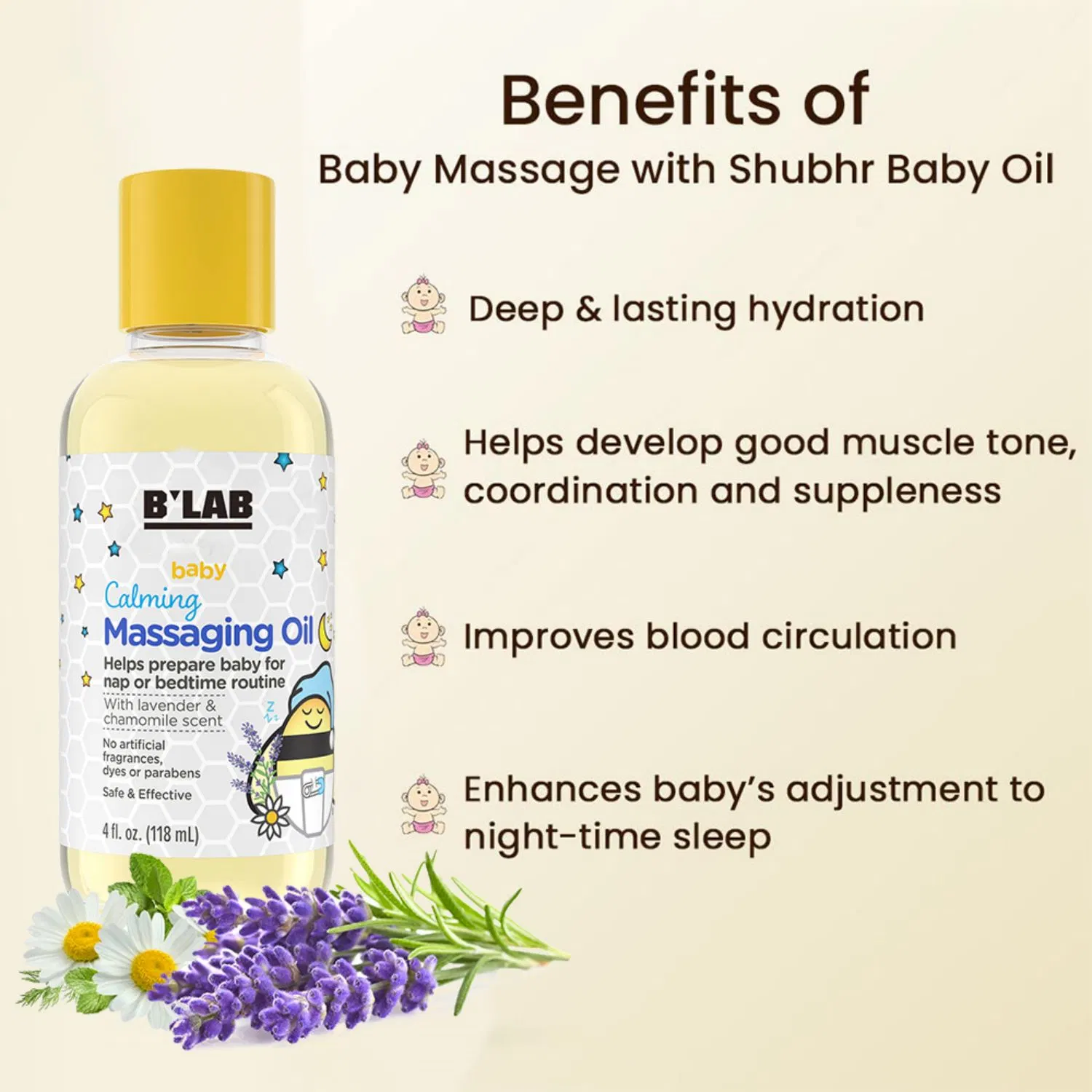 Private Label OEM ODM Chamomile and Lavender Baby Calming Massage Oil