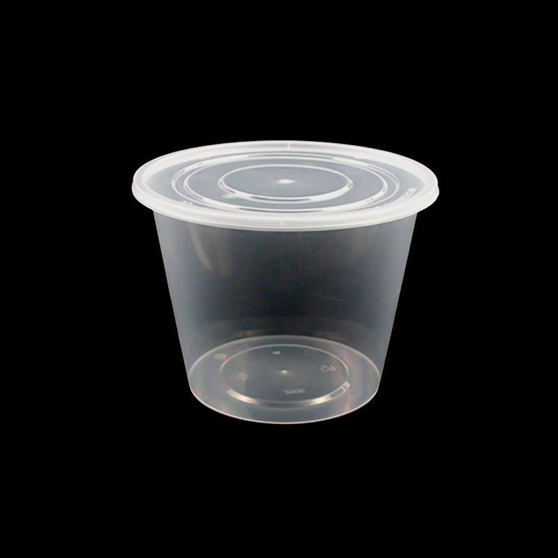 Disposable Plastic Container PP Plastic Transparent Round Bowl with Lid for Lunch