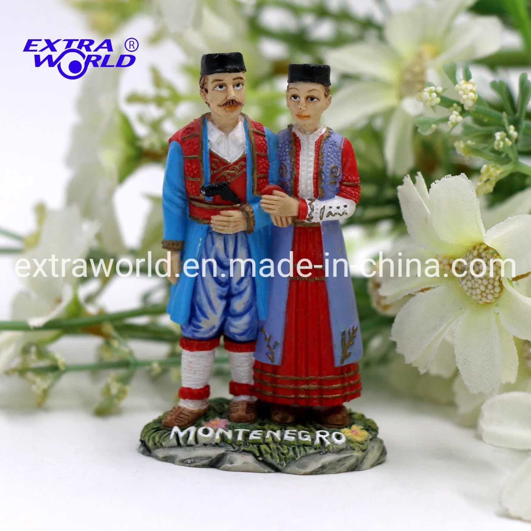 Montenegro Polyresin trajes tradicionales de recuerdos para turistas pareja decoración regalo Figurine