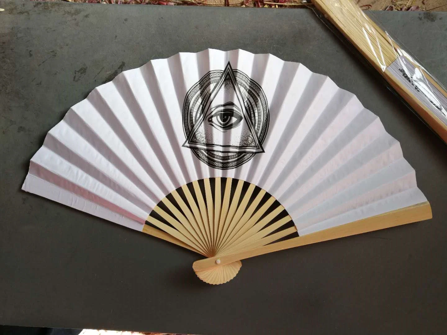 Custom Design Promotion Paper Folding Hand Fan Bamboo Frame Paper Fold Fan