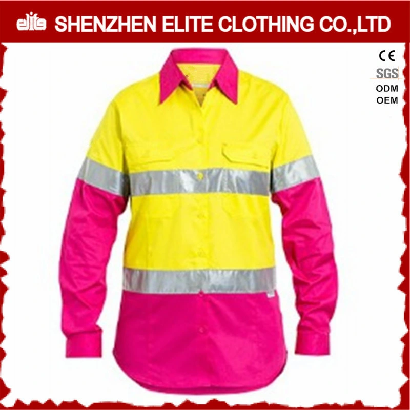 Ladies Pink Navy Hi Vis Cotton Reflective Workwear