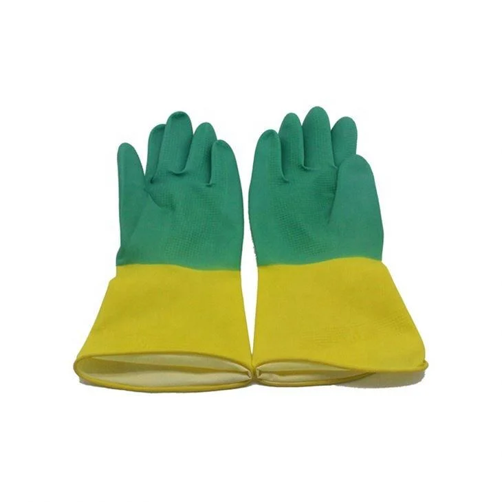 50g-100g 32cm Bicolor Two Color Long Sleeve Work Gloves Construction Working Industrial Rubber Chemical Resistant Safety Latex Gloves