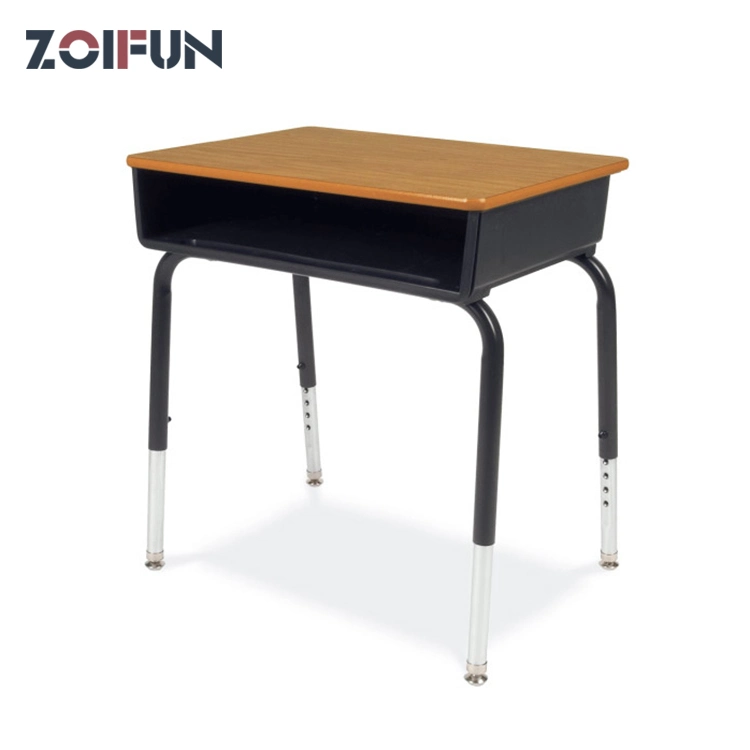 Wooden Classroom Desk Plastic Chair Set; Height Flexible School Common Frequently-Used Furniture