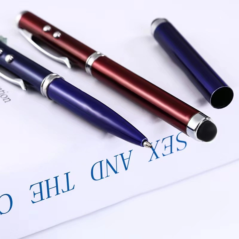 Bolígrafo de metal Mayorista/Proveedor fabricantes de luz LED Laser Pen pluma de condensador de logotipo personalizado cuatro en una pantalla táctil Bolígrafo Bolígrafo multifunción