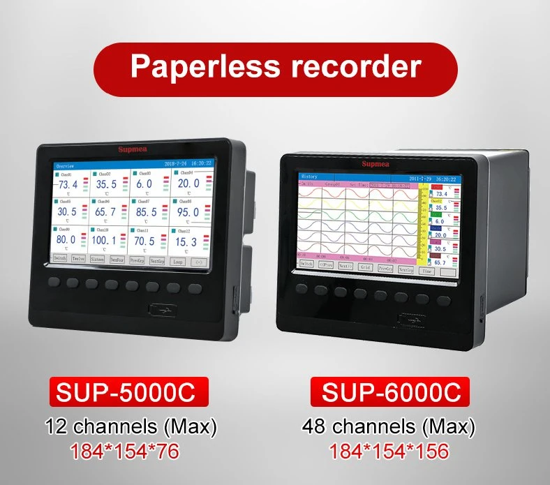 Colorful Paperless Recorder Data Logger Recorder for Temperature Multi Channel Paperless Recorder