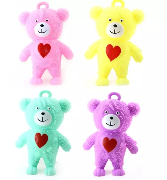 Valentine's Day Promotion Gift Flashing Heart Bear Fluffy Puffer Toy