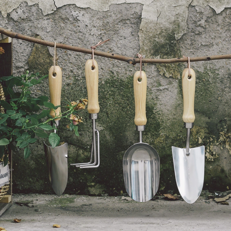 Mini-outil de jardinage à main avec fourche à pelle en acier inoxydable