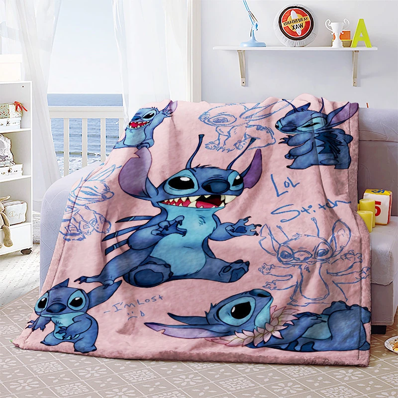 Lilio &amp; Stitch Anime Customized Blanket Plush Velvet Warm Decoration Bed Home Throw Sofa Blankets Unisex Children Boys Gifts New