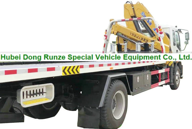 Japan. Brand Suizhou Recovery Truck Mounted with Knuckle 5 Ton Crane and Roll Back Flatbed Wrecker Euro 5.6. Engine