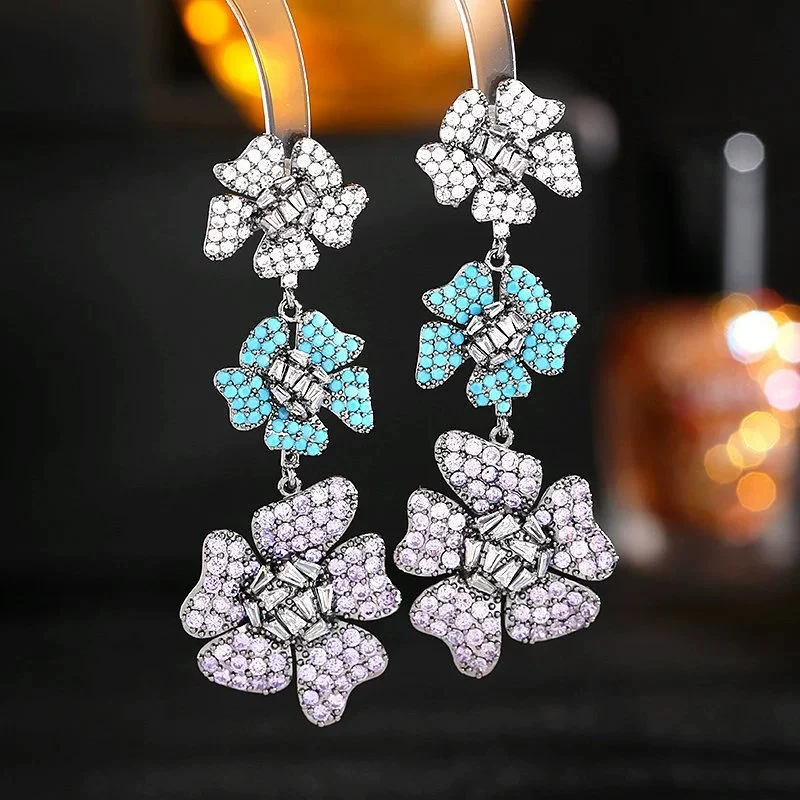 Brass & CZ Earrings Ear Stud Fashion Jewelry Jewellery