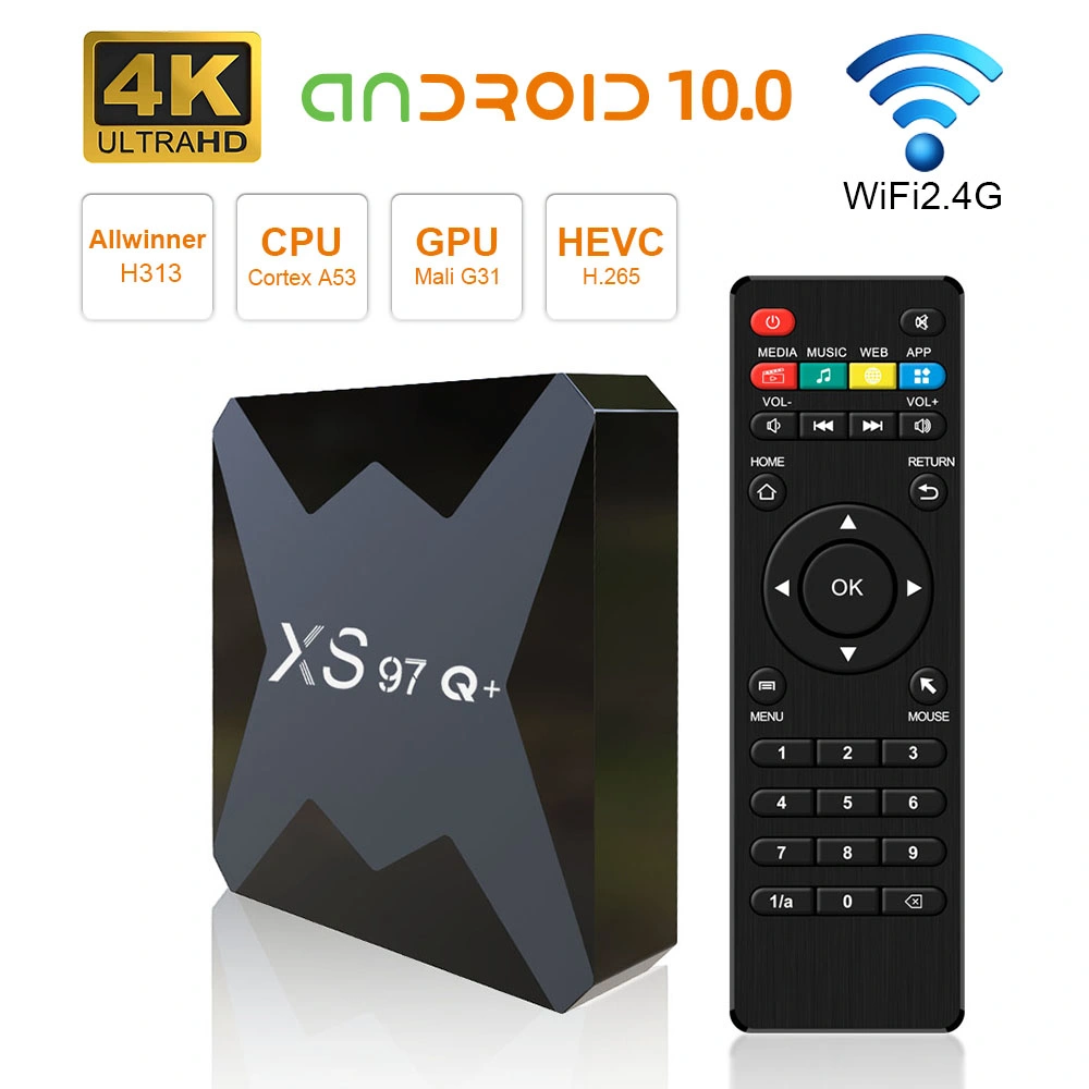 RTS-Lager 2,4G A53 4K UHD-Empfänger Allwinner H313 1GB 8GB 2GB 16GB OEM Android TV Box IPTV Server Panel TV-Box