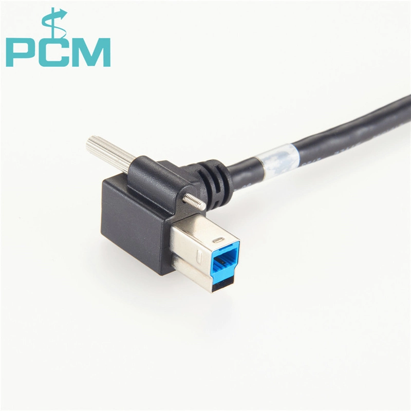 USB3.0 B macho cable de bloqueo de tornillo inclinado