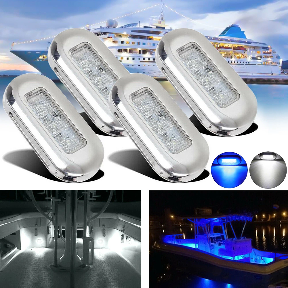 12V 3 LED Marker Light Boat Yacht Marine Large Waterproof Cool Amber Blue LED Courtesy Lights Stair Deck Turn Signal Light