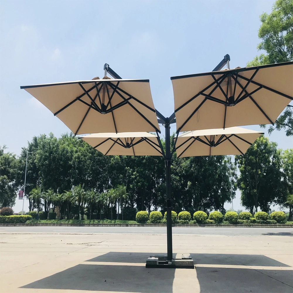 Parasol en porte-à-faux en aluminium de luxe en gros de meubles d'extérieur UV quatre