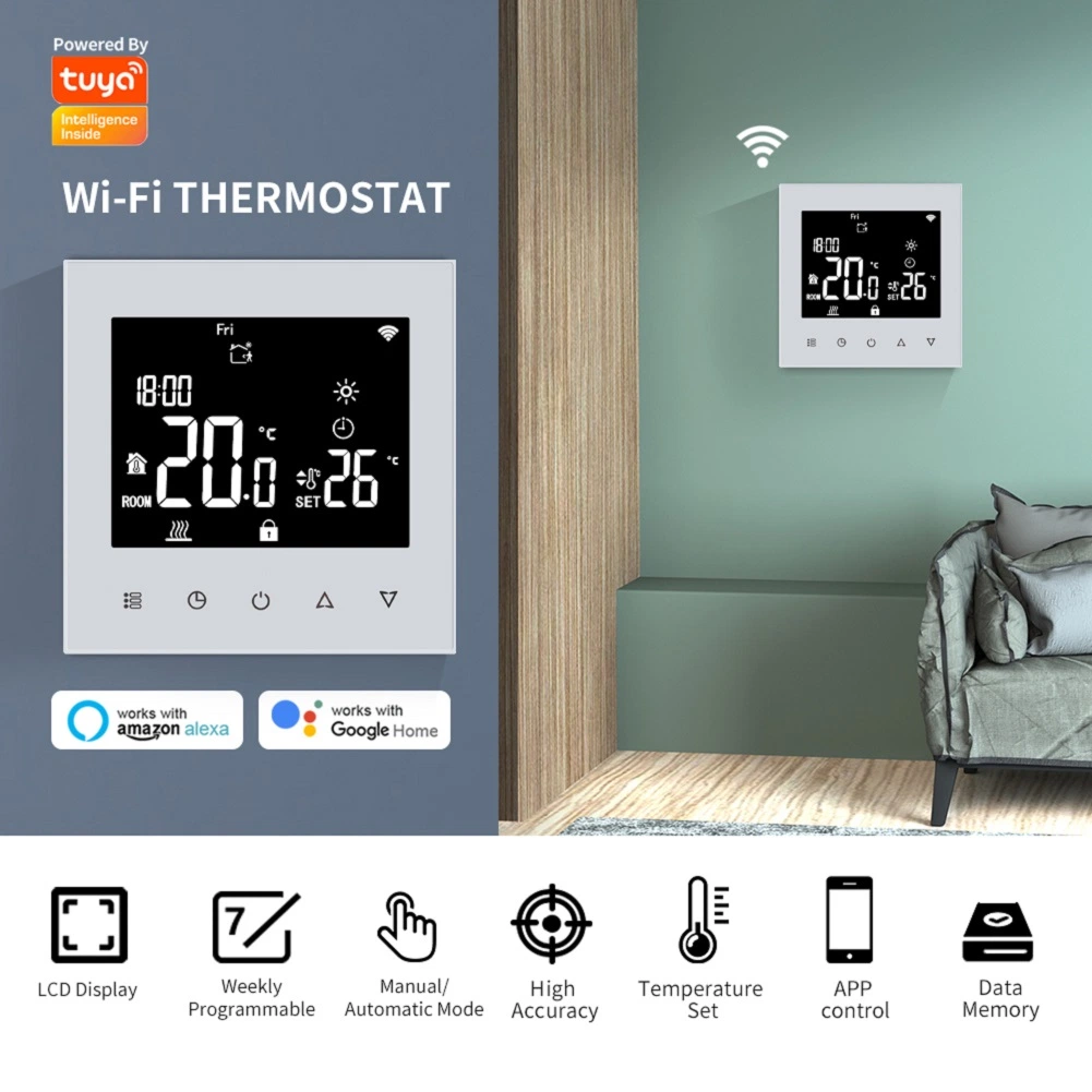 95~240V Tuya WiFi Smart термостат дома сенсорный экран для подогрева воды зал термостат
