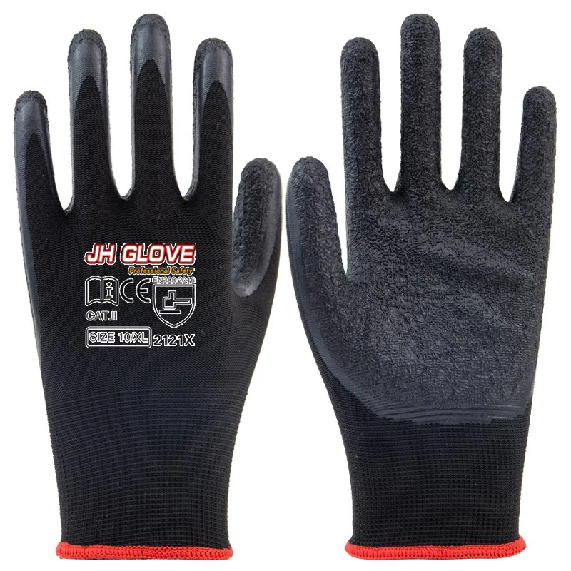 Guantes de seguridad recubiertos de arrugas de látex para la construcción de trabajos