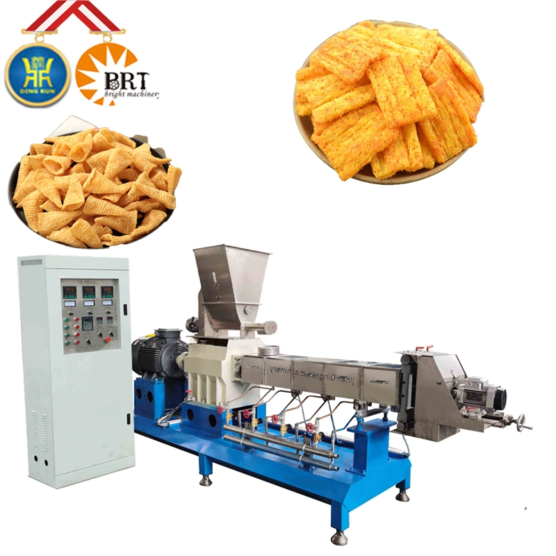 Corn Chips Curls Stick Fried Bar Snack Coco Pop Cereal Rings Cheese Ball Core Filling Food Twin Screw Extruder Processing Making Machine