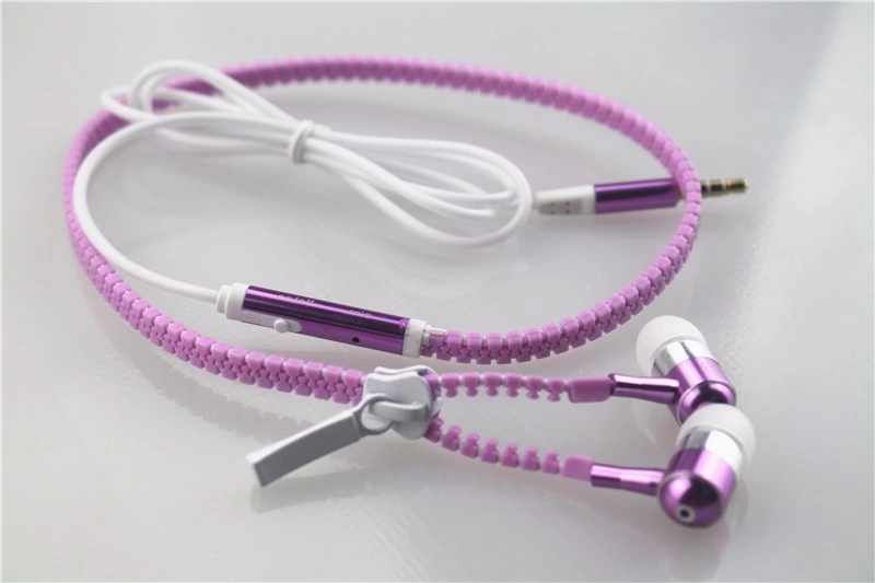 3.5mm Glow in The Dark Zipper Headphones with Mic Microphone