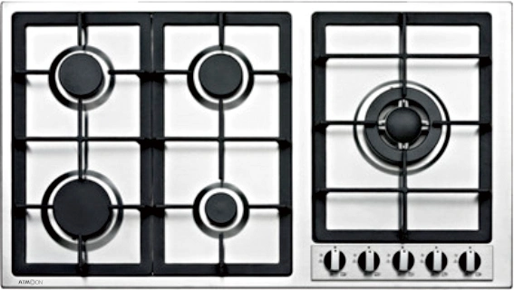 Design elegante aparelho de cozinha 5 Burner SS201 / SS304 Gás de aço inoxidável Fogão