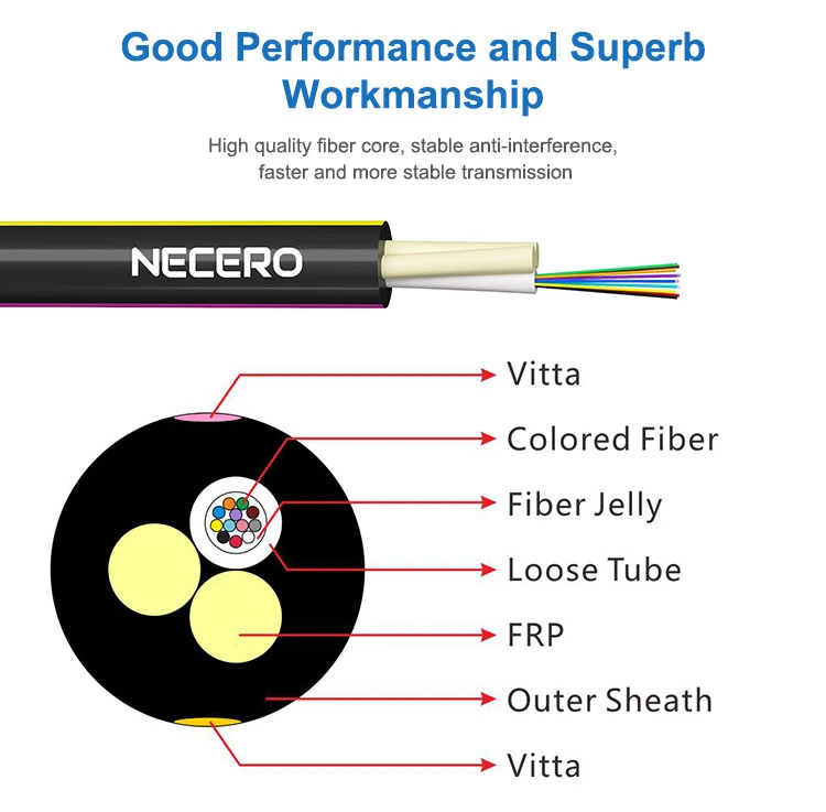 Buen rendimiento impermeable para cable de fibra exterior ASU 80m cable